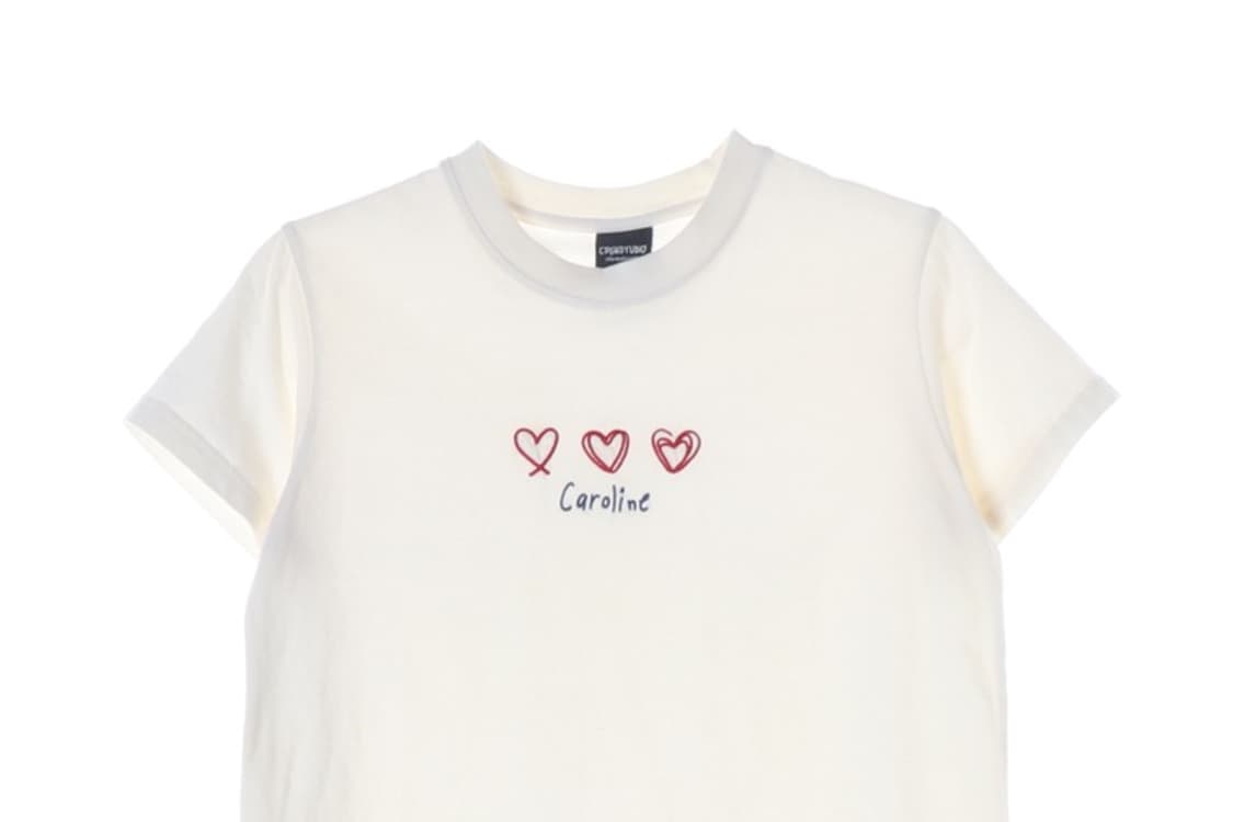 CPGN STUDIO 하트 자수 화이트 반팔 티셔츠 M 상품이미지3