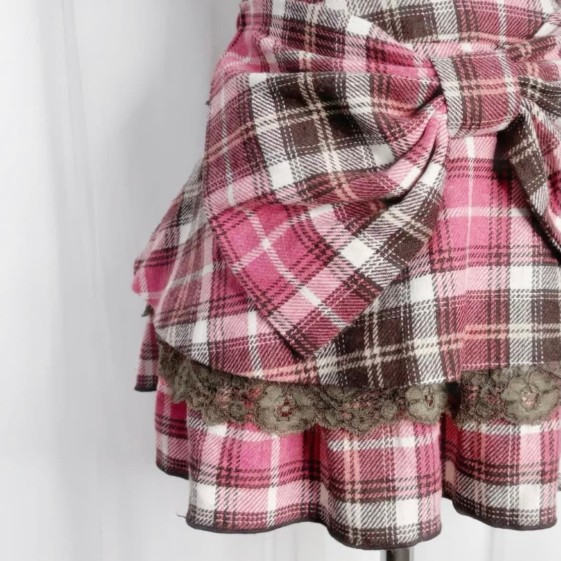 리즈리사 리본체크 프릴 미니스커트 💞LIZLISA 상품이미지2