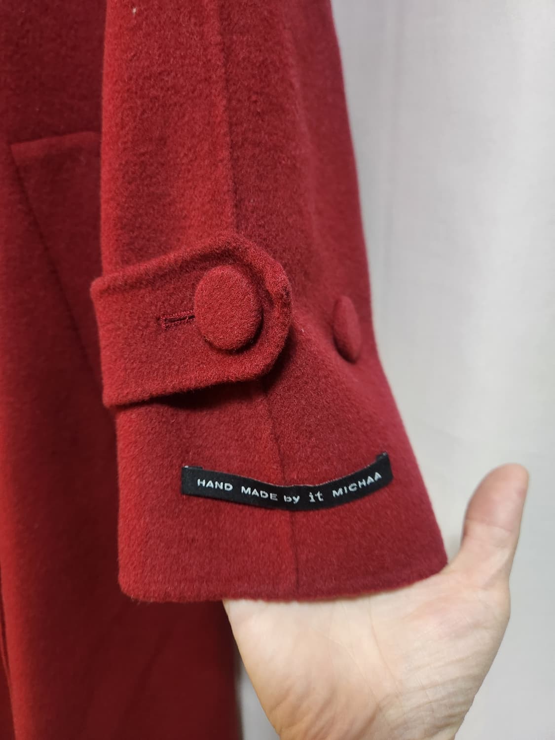 잇미샤 버건디  더블 버튼 캐시미어핸드메이드코트 상품이미지4