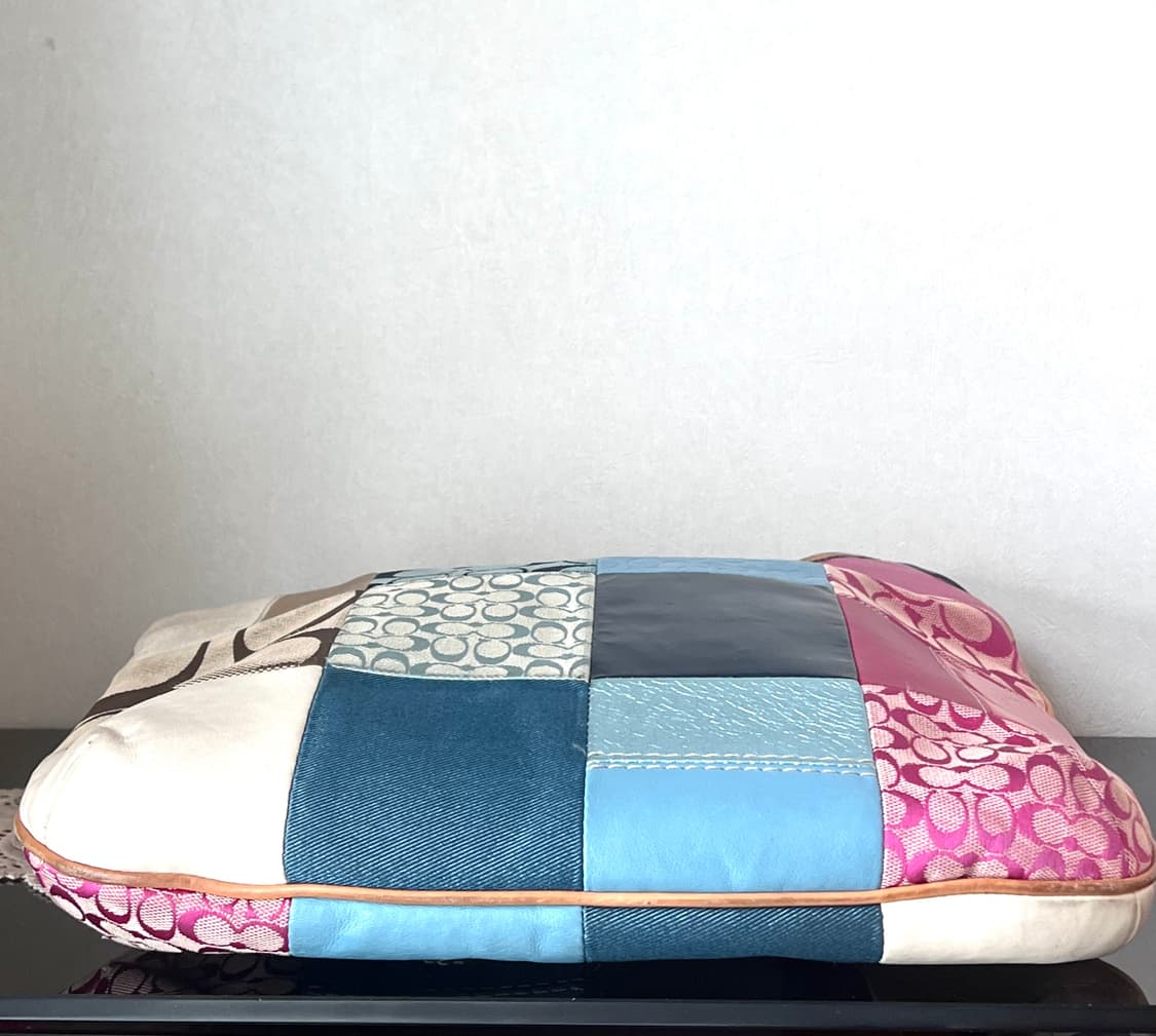 90s coach 시그니처 패치워크 아카이브 레더 캔버스 숄더백 상품이미지6