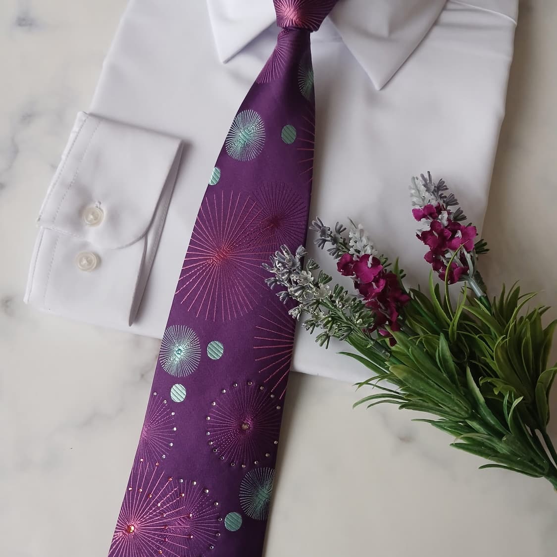 밀라숀 실크 퍼플 패턴 넥타이 9.3cm A+등급 A19376
 상품이미지5