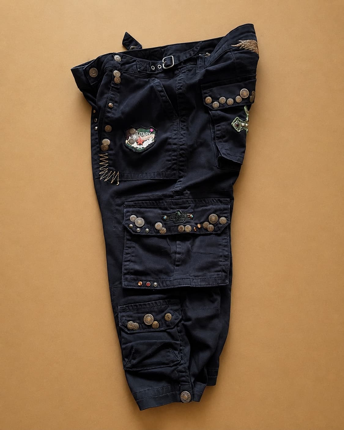90-00s Robin's Jean Studed Black Cargo 상품이미지7