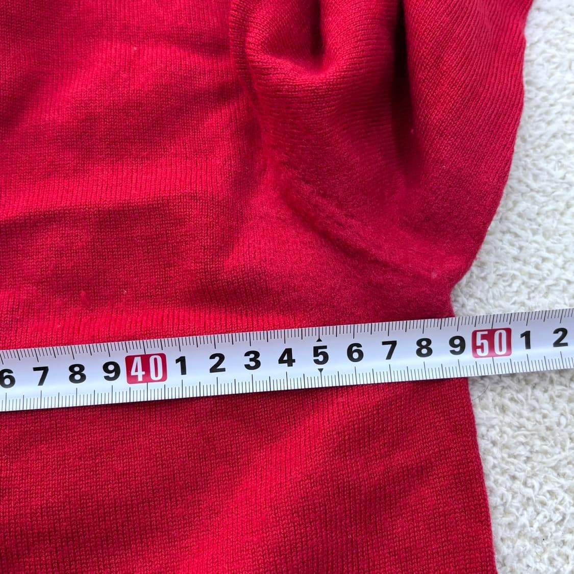 100 헤지스 레드 브이넥 코튼 니트 0408E1 상품이미지6