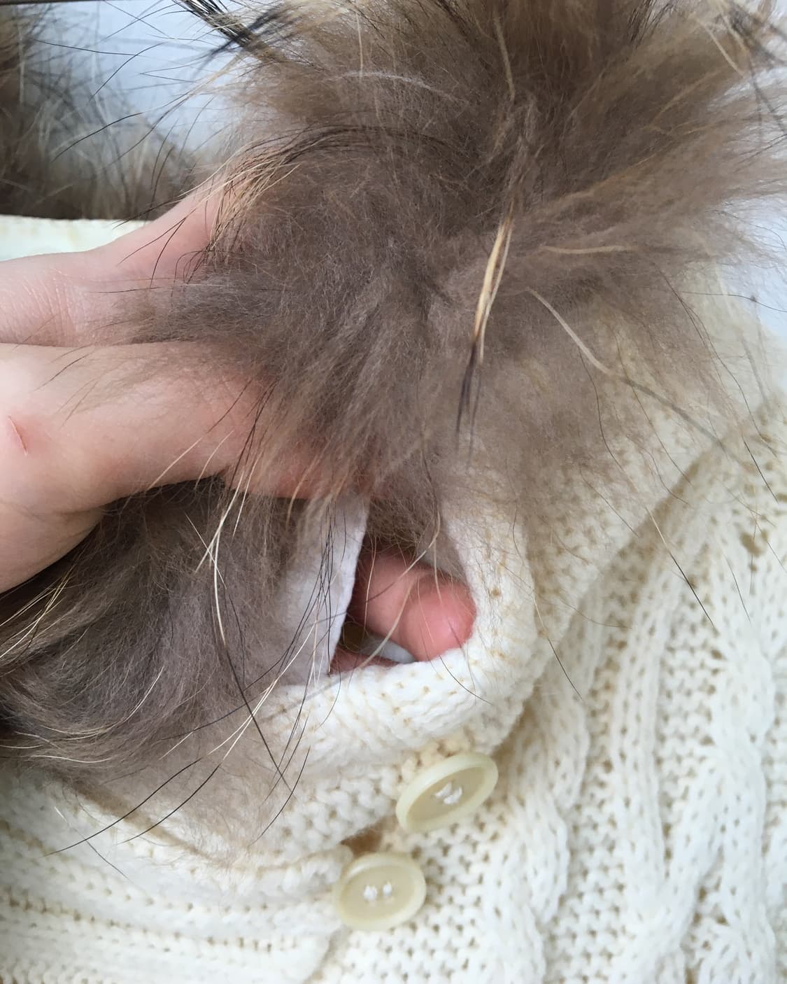 Fur hood duffle button knit cardigan 상품이미지4