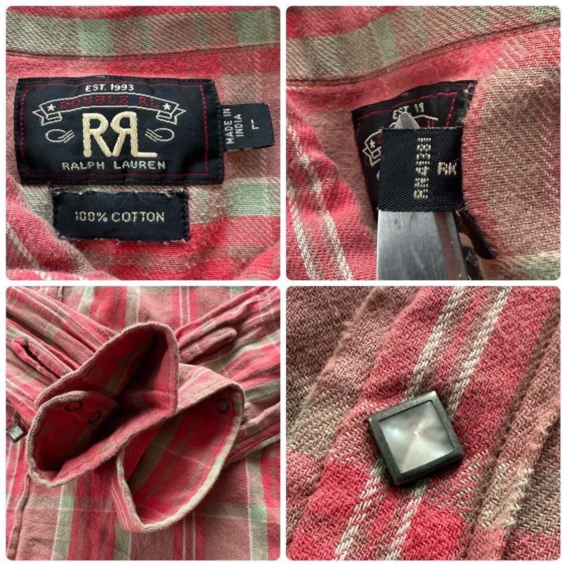 RRL 웨스턴 레드 체크 셔츠 L 상품이미지6