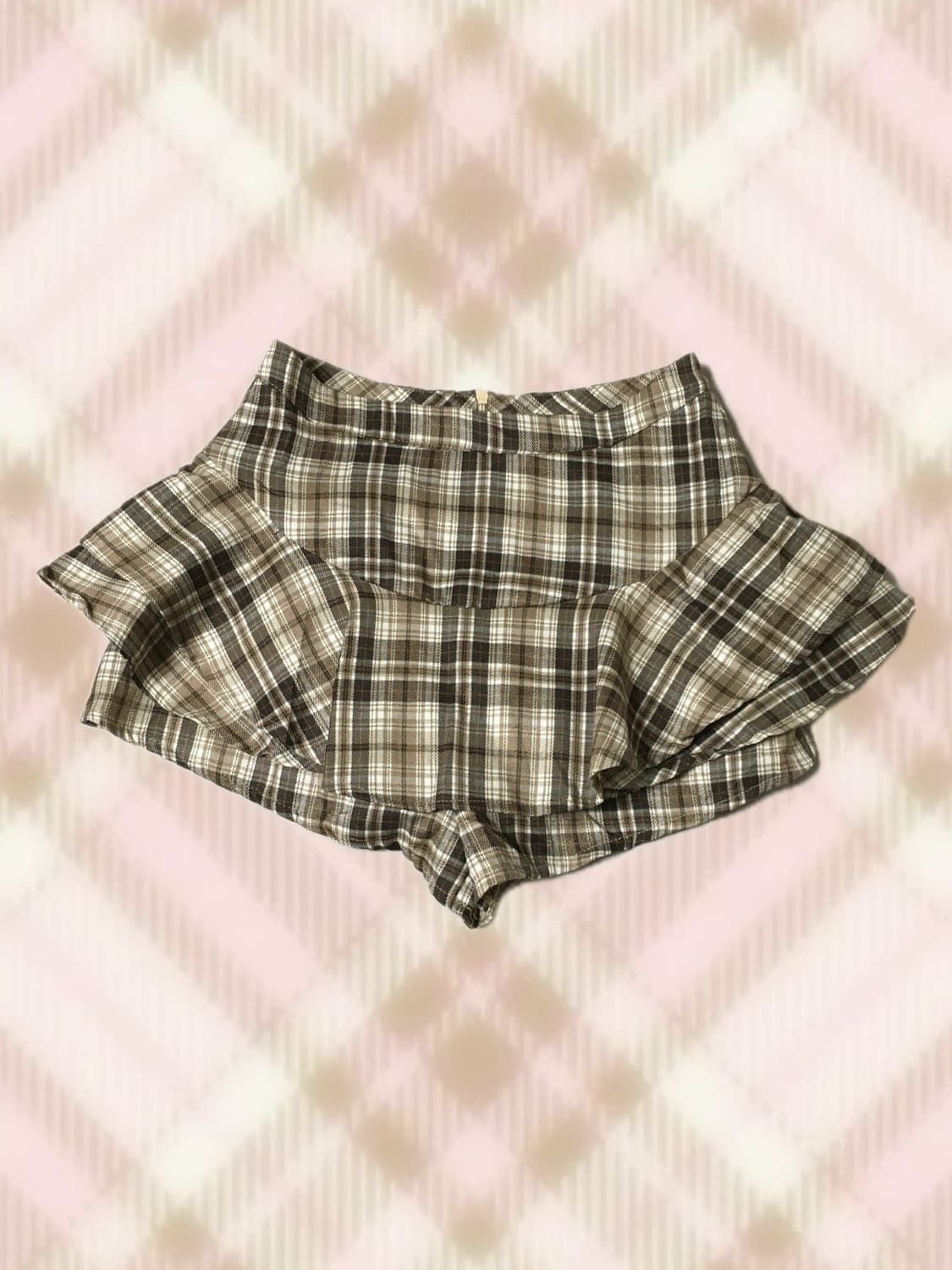 브라운 초코 체크 큐롯 스커트 치마 라떼 갸루 히메 러블리 로걀 상품이미지1