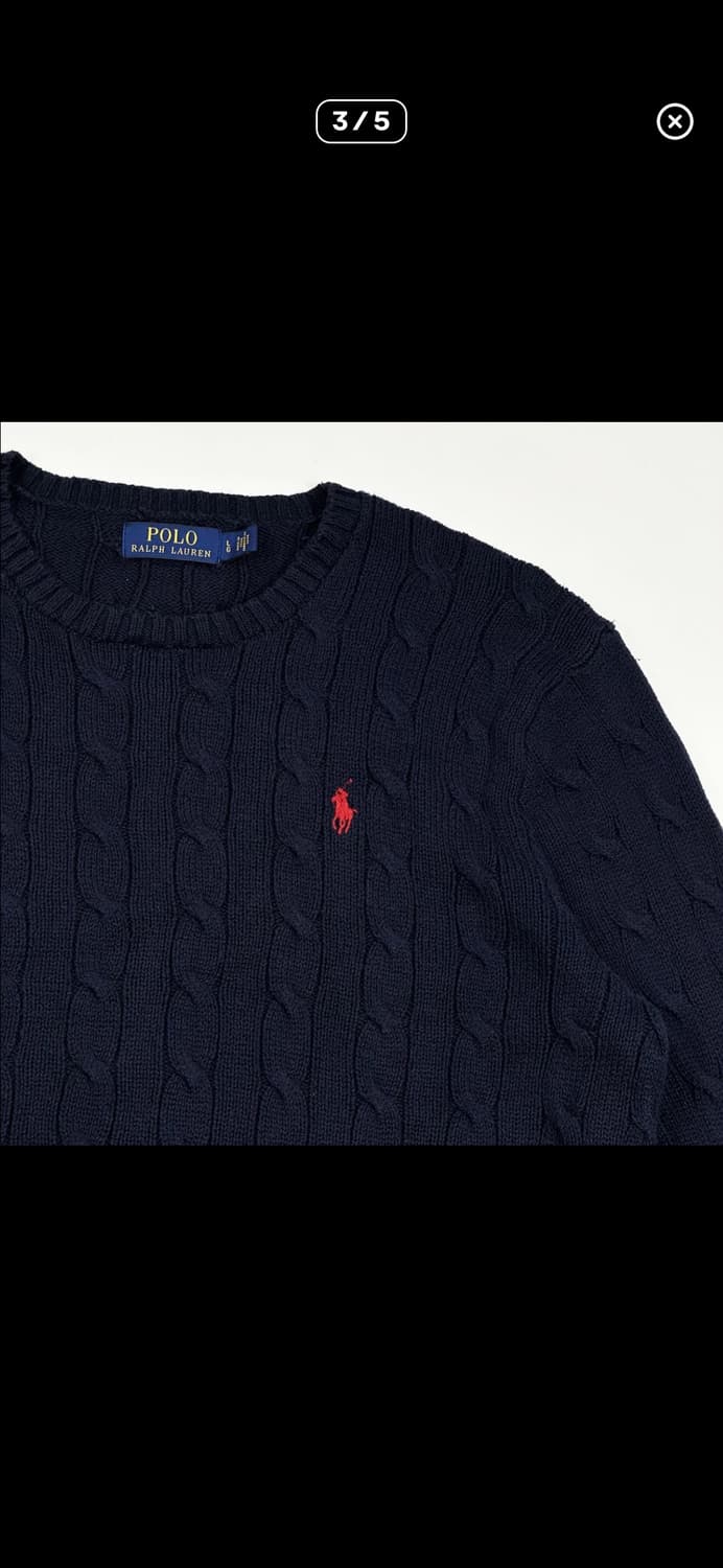 폴로 랄프로렌 클래식 케이블 니트 네이비 L 상품이미지3