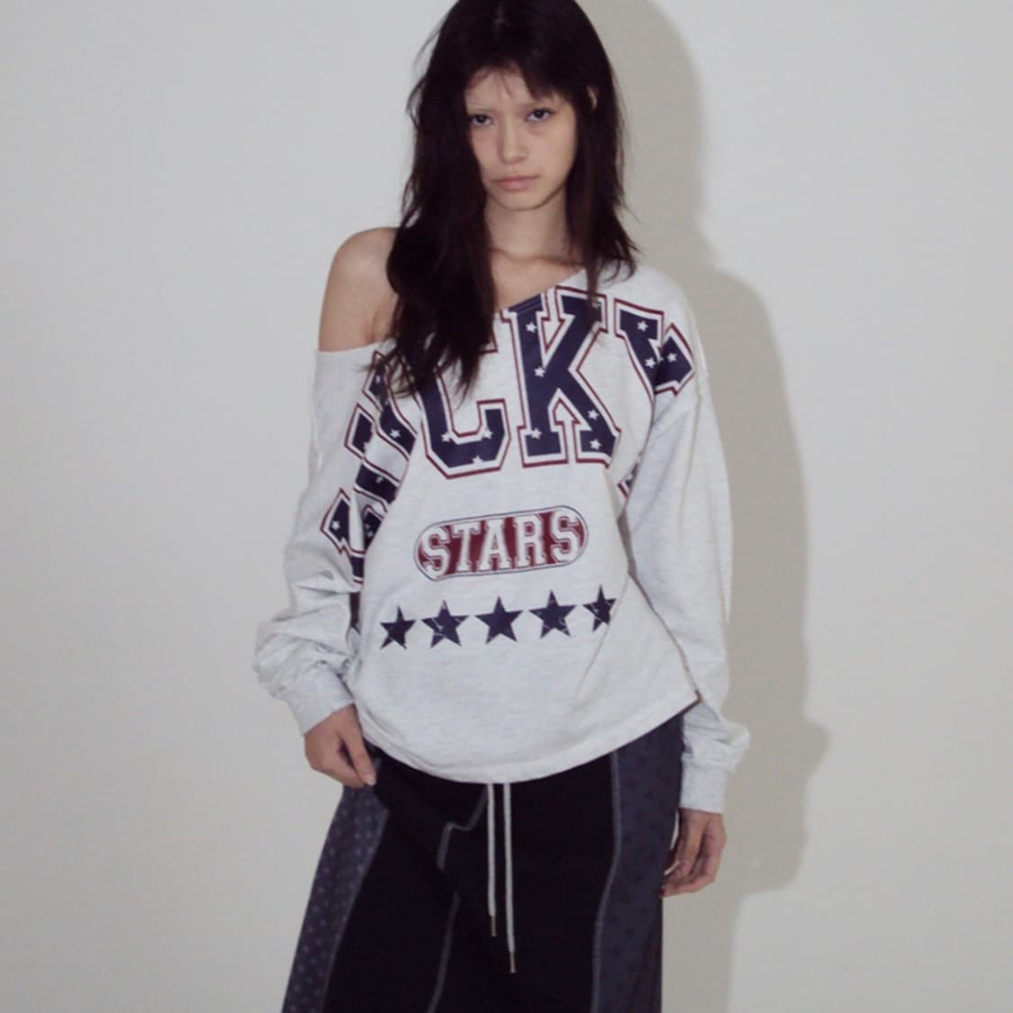 익스파이어드걸 럭키 스타 스웻셔츠 멜란지그레이 상품이미지2