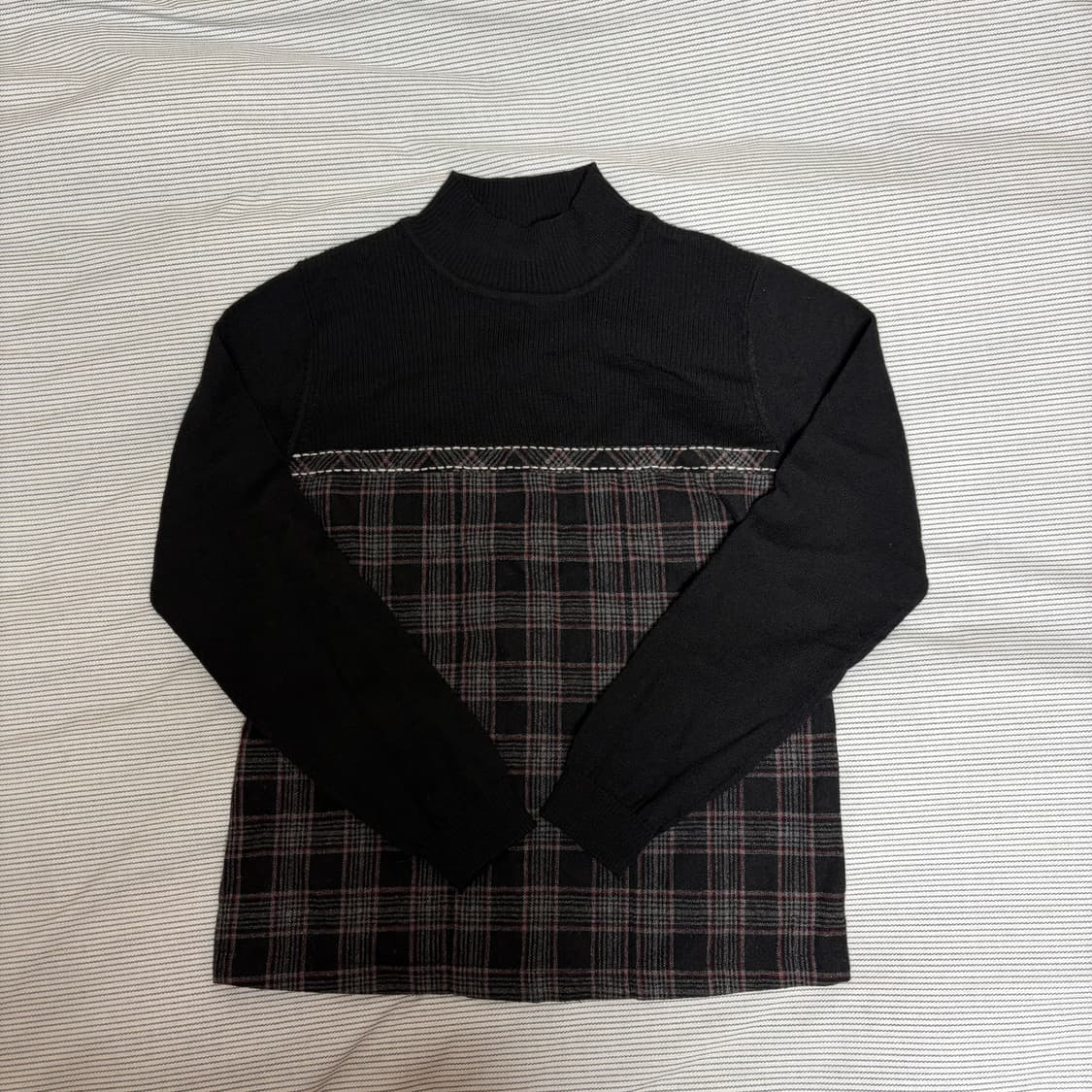 Vintage 목폴라 체크 니트 상품이미지1