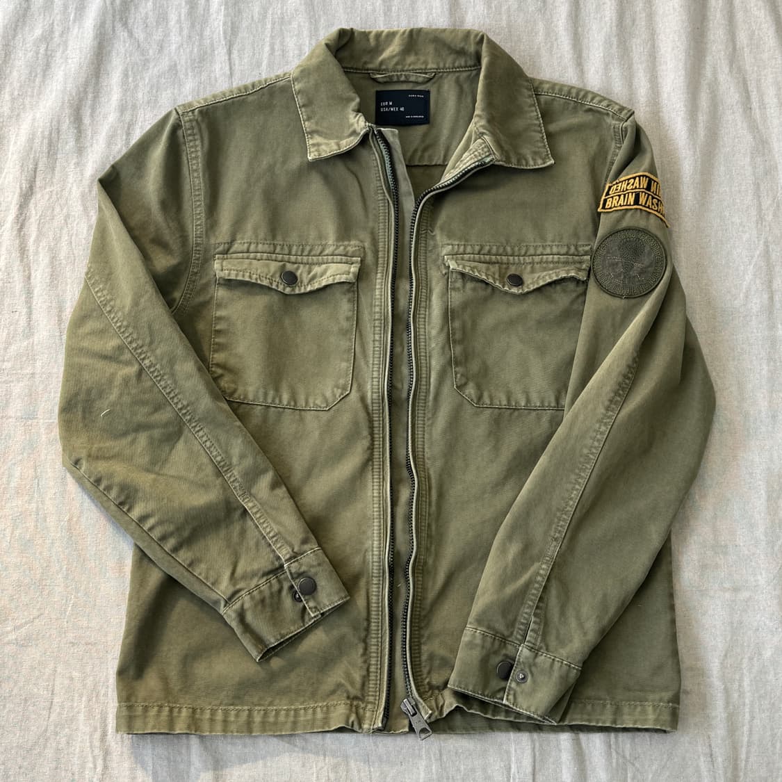 자라 밀리터리 패치 카키 야상자켓 M 상품이미지1