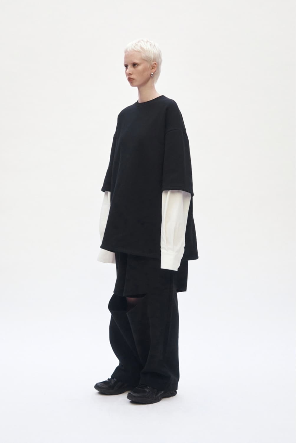 Knee Slit Wide Pants [ Black ] 상품이미지2