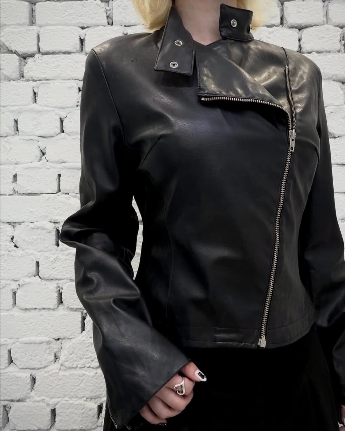 MORGAN Asymmetrical Zip Leather Jacket 상품이미지3