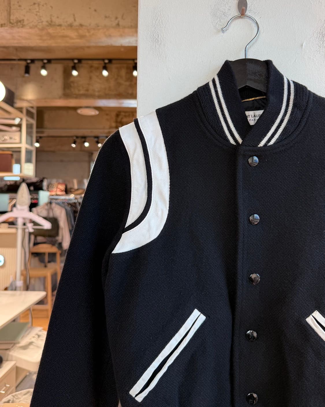 생로랑 블랙 울 테디 바시티 자켓 상품이미지4