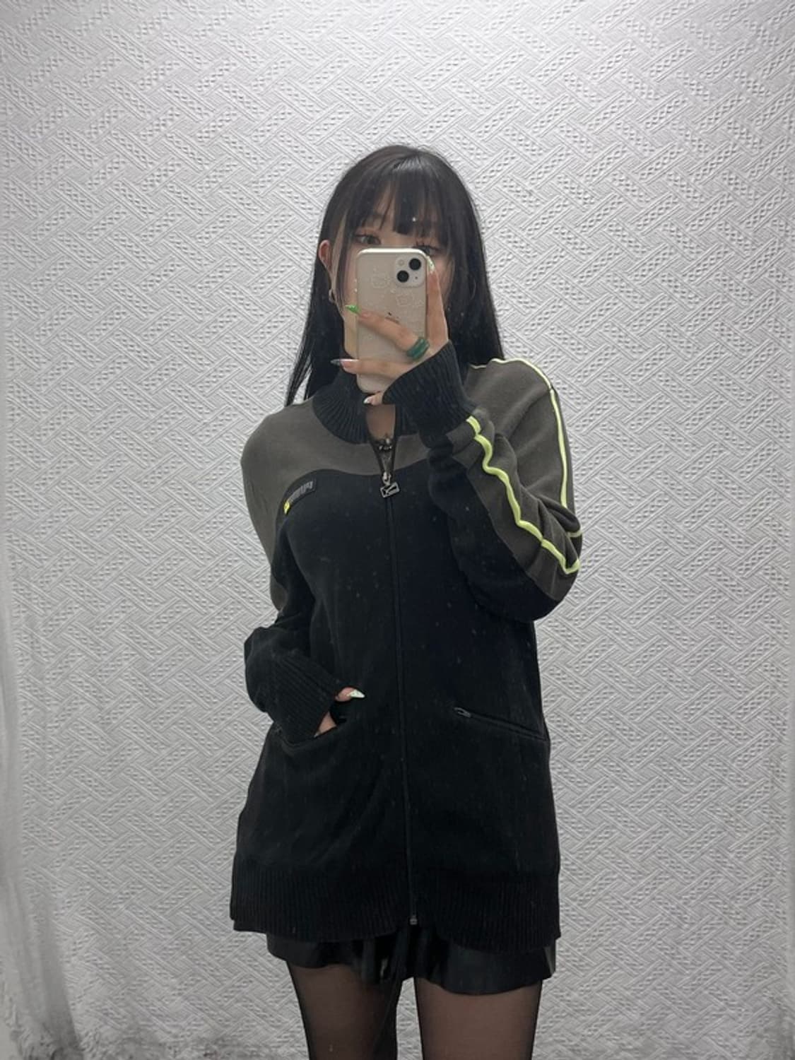 푸마 올드스쿨 레트로 배색 후드 집업 니트 가디건 L C09245 상품이미지2