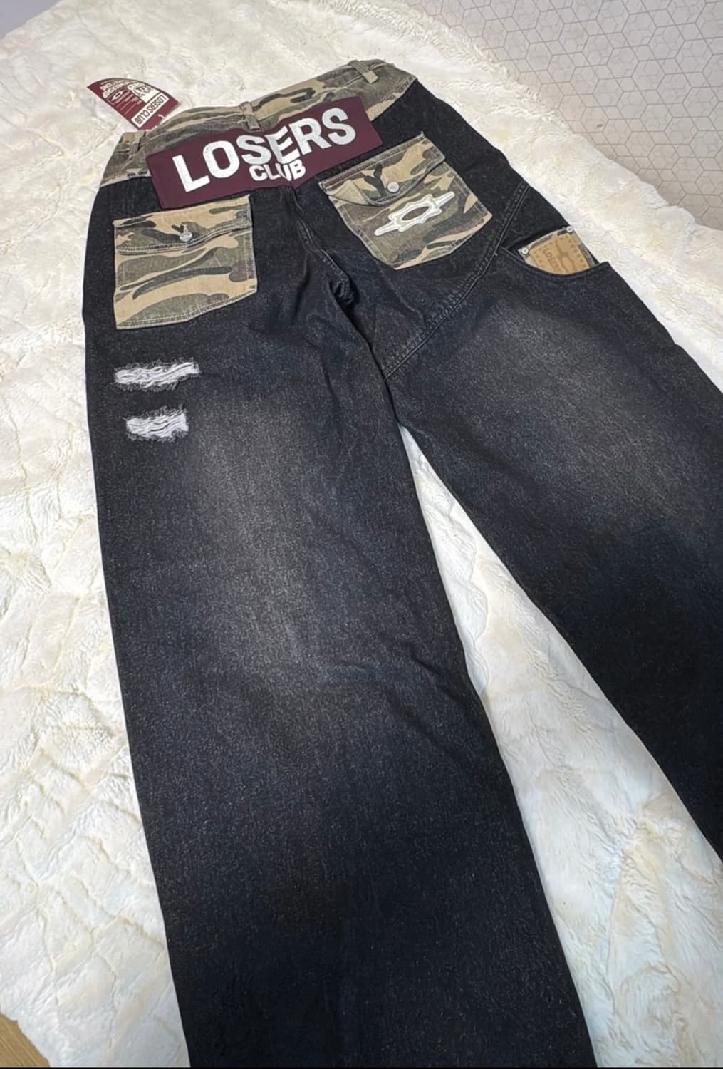 LOSERS CLUB 카모 데미지 와이드 데님 (M) 상품이미지1