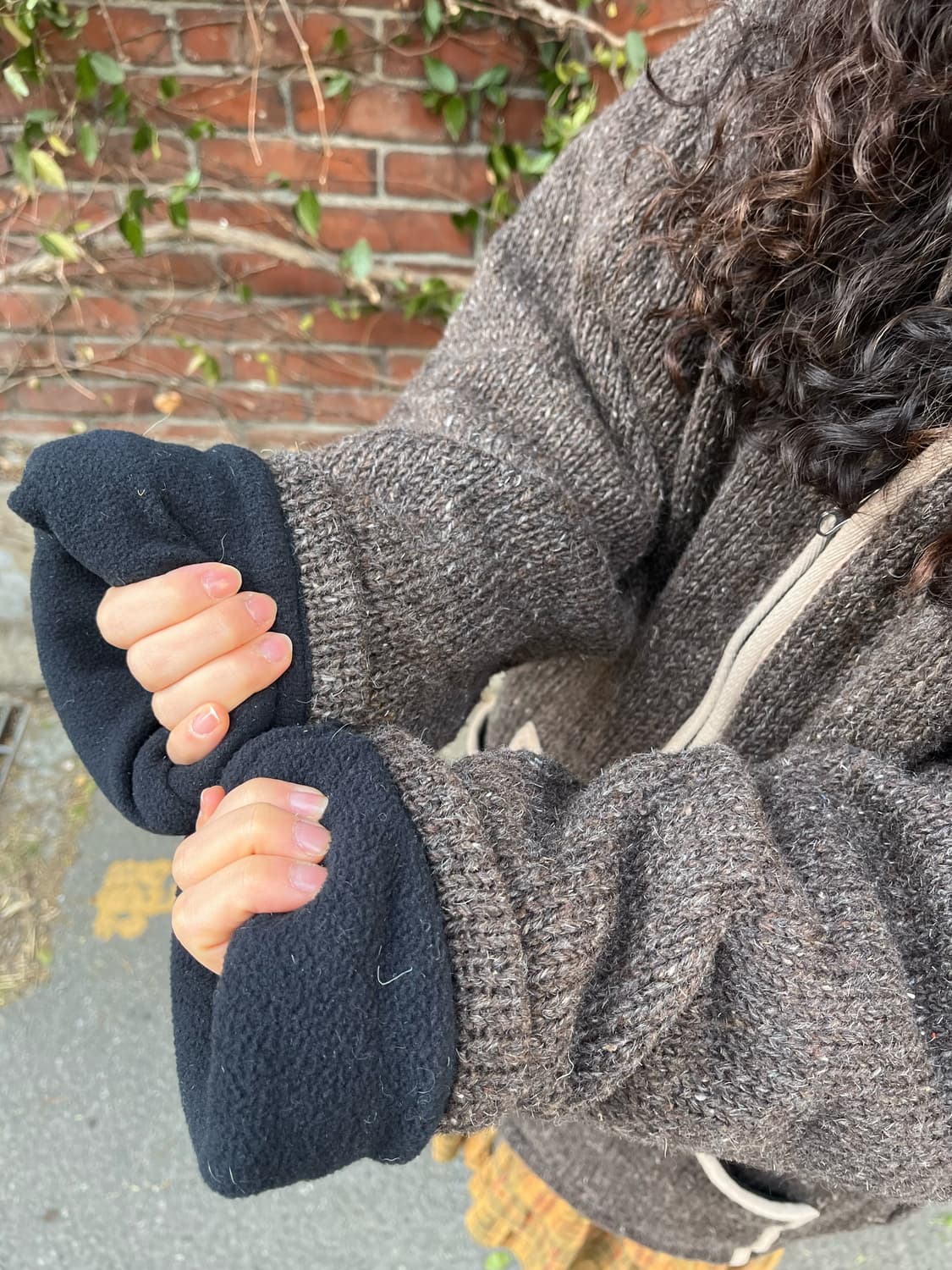 히피무드 브라운 플리스 후드 집업 아우터 상품이미지8