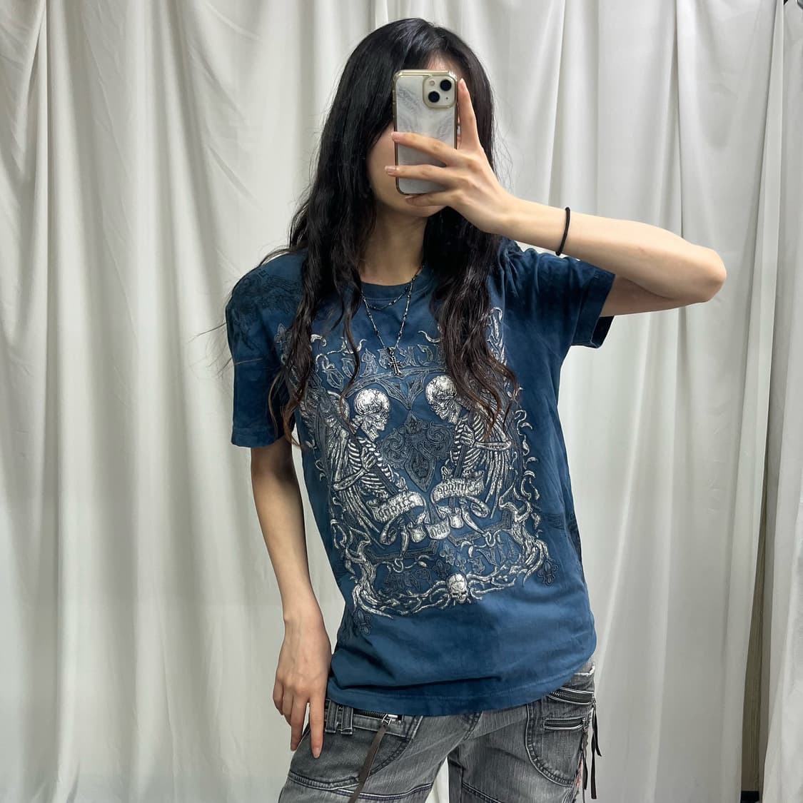 Buckaroo indigo blue skull T-shirts 상품이미지1
