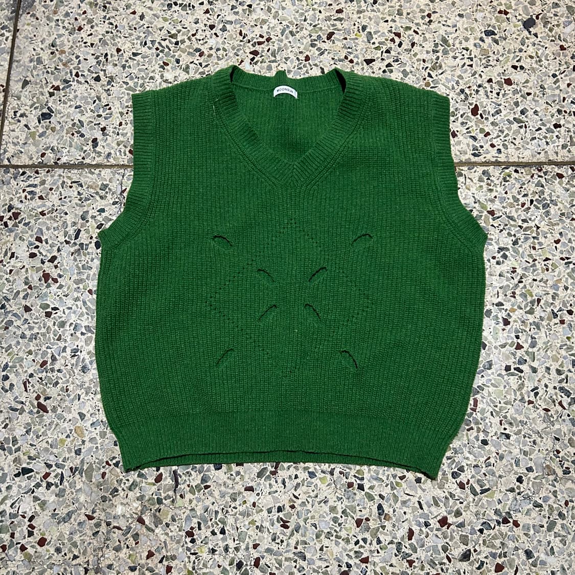 문선(Moonsun) 그린 니트 베스트 상품이미지1
