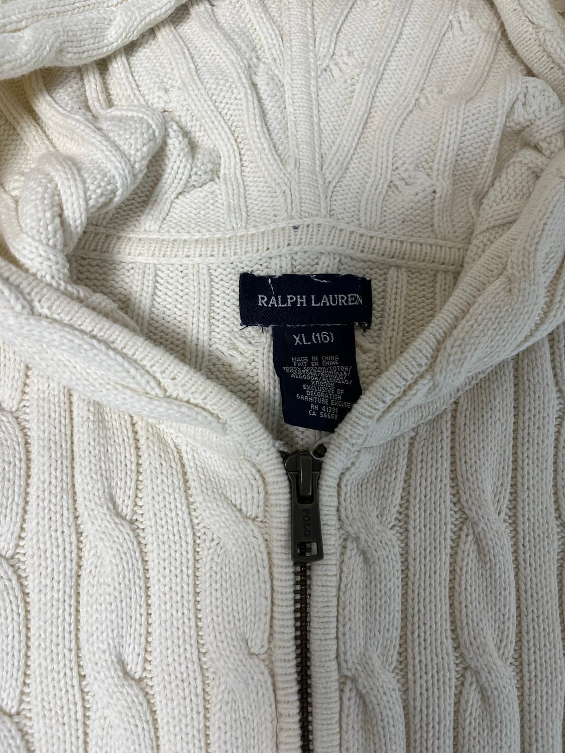 폴로랄프로렌 키즈 걸즈 아이보리 니트 후드집업 xl xs 상품이미지2