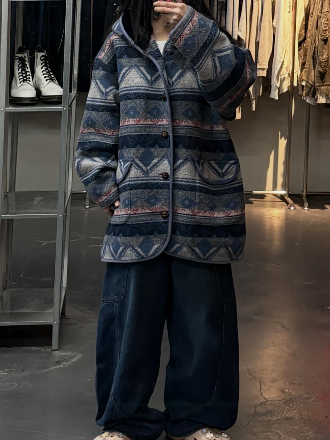 JPN 빈티지 울 패턴 버튼 에닉스 자켓 A3654 상품이미지1