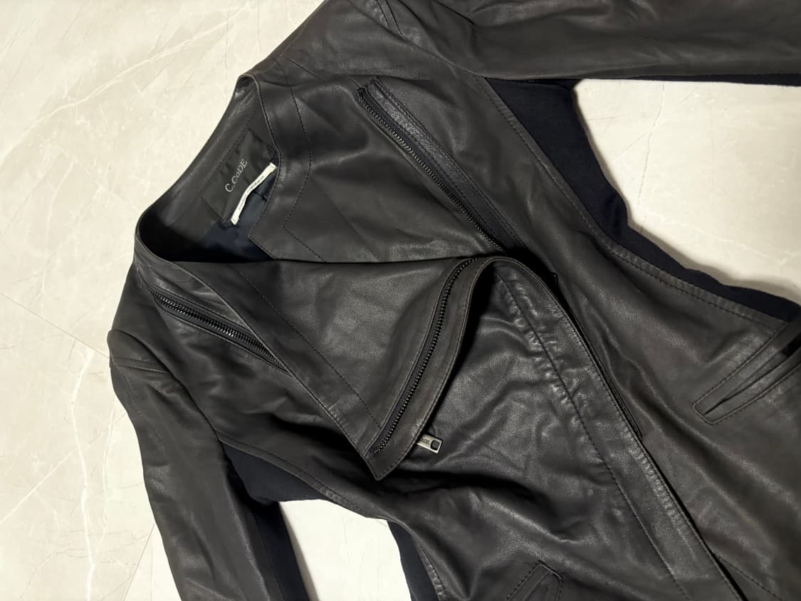 아케호무빈티지 코데즈컴바인 드레이핑  릭 사선지퍼 레더자켓 고트스킨 상품이미지2