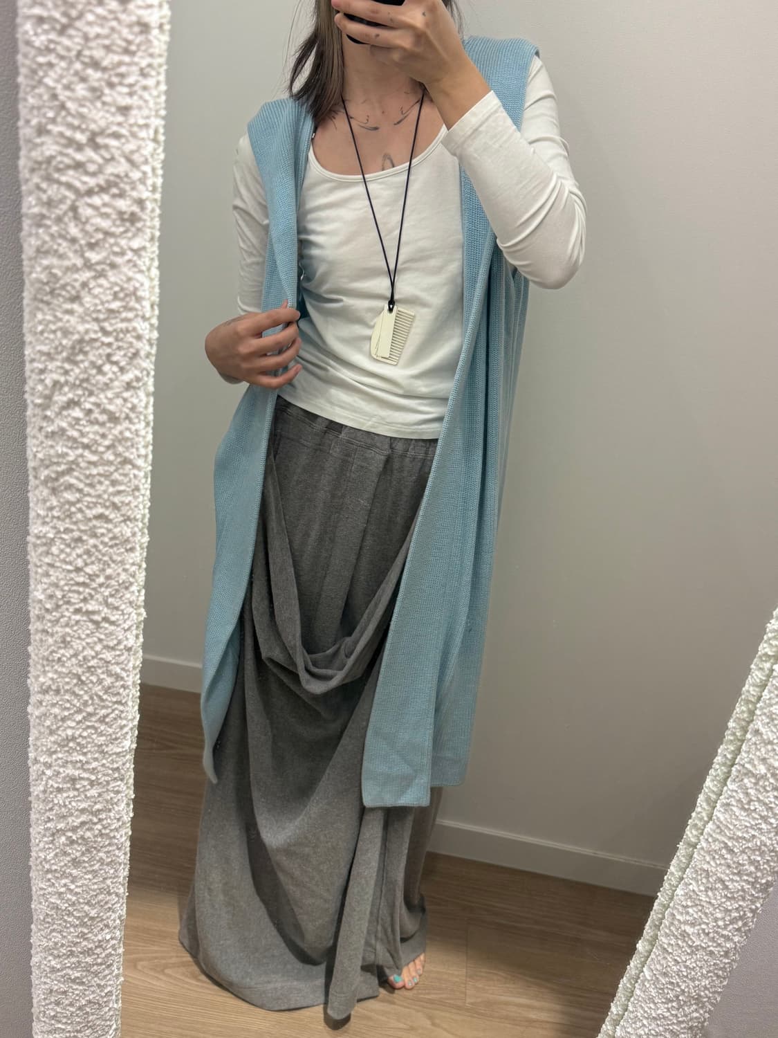 빈티지 니트 후드 슬리브리스 상품이미지1