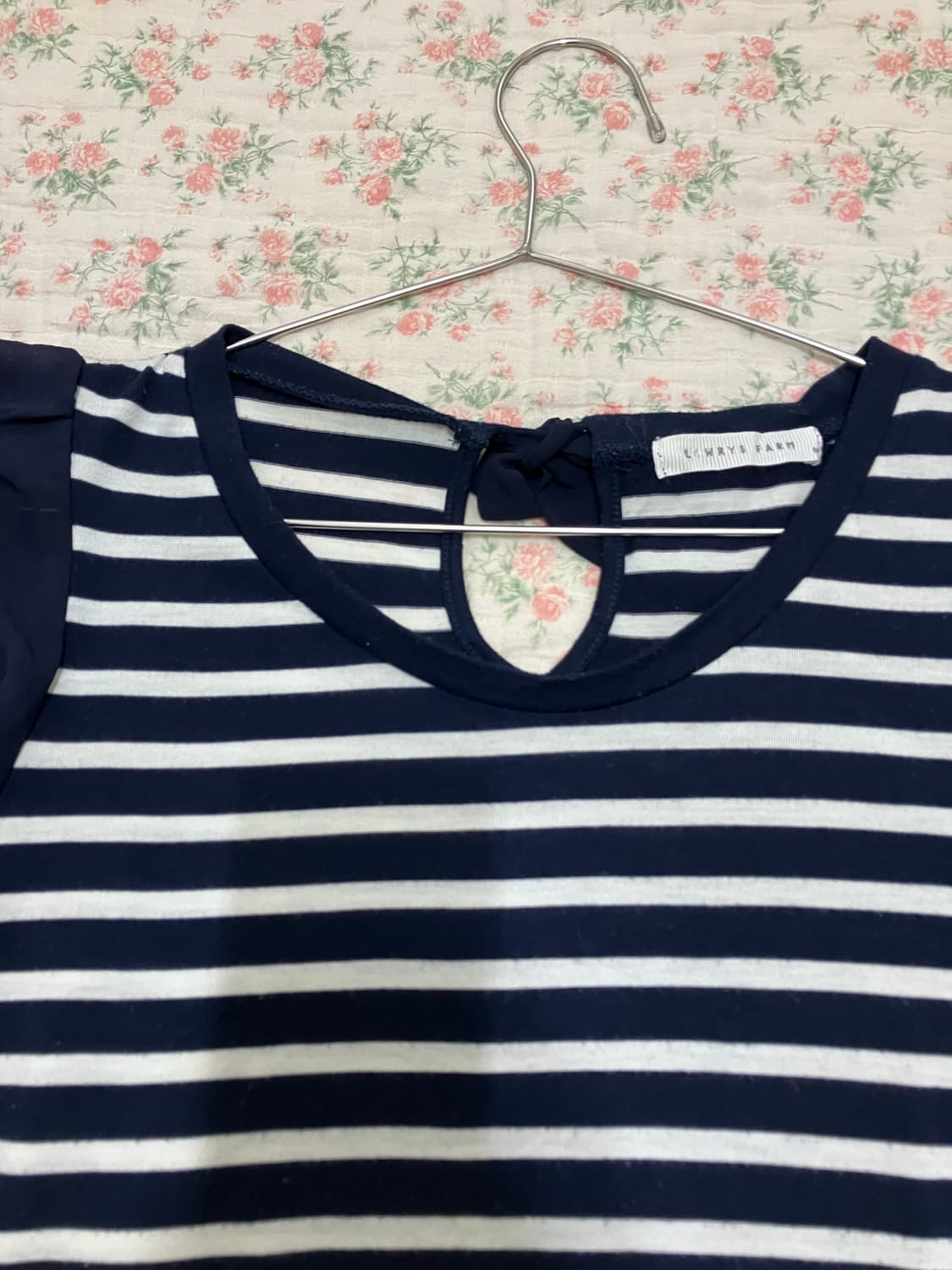 빈티지 네이비 스트라이프 레이스 블라우스 1070 모리걸 y2k 스트릿  상품이미지6