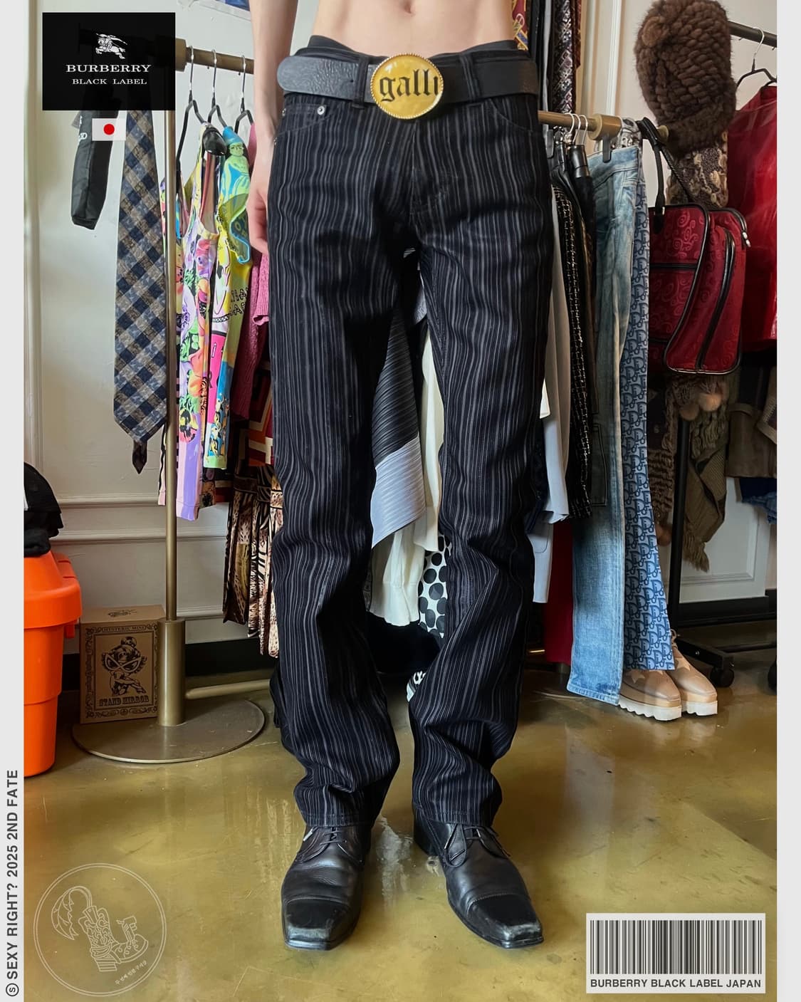 BURBERRY BLACK LABEL Black Stripe Pants 상품이미지1
