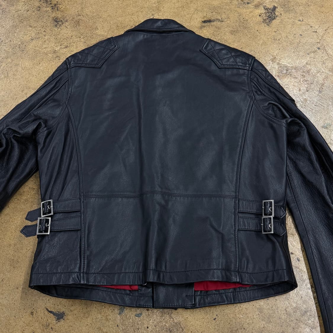 [정품/L] L'homme en Cuir 블랙 가죽 라이더 자켓 b16 상품이미지4