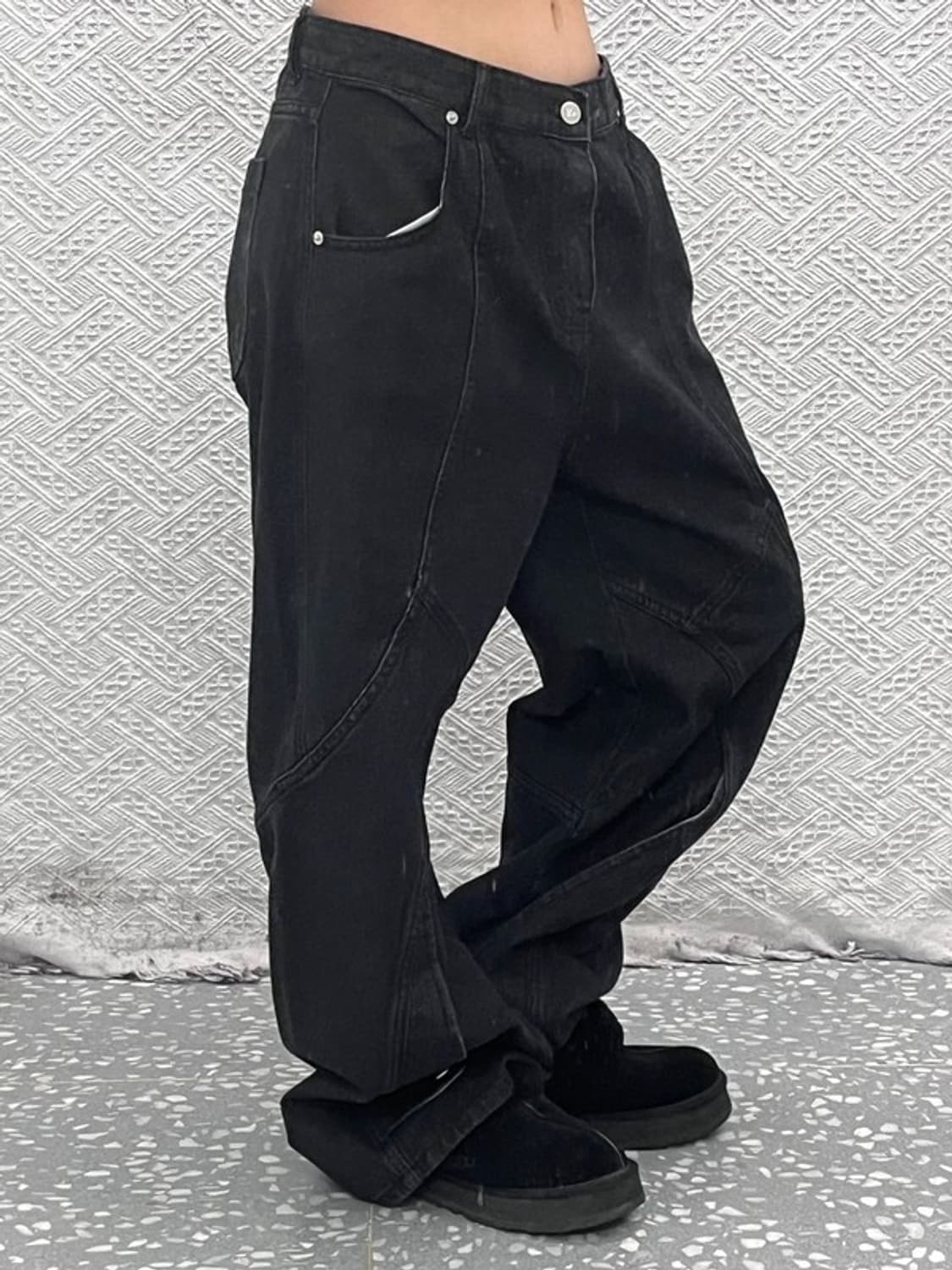 언유즈드랩 스트릿펑크 절개라인 버튼업 데님팬츠 L C09028 상품이미지1