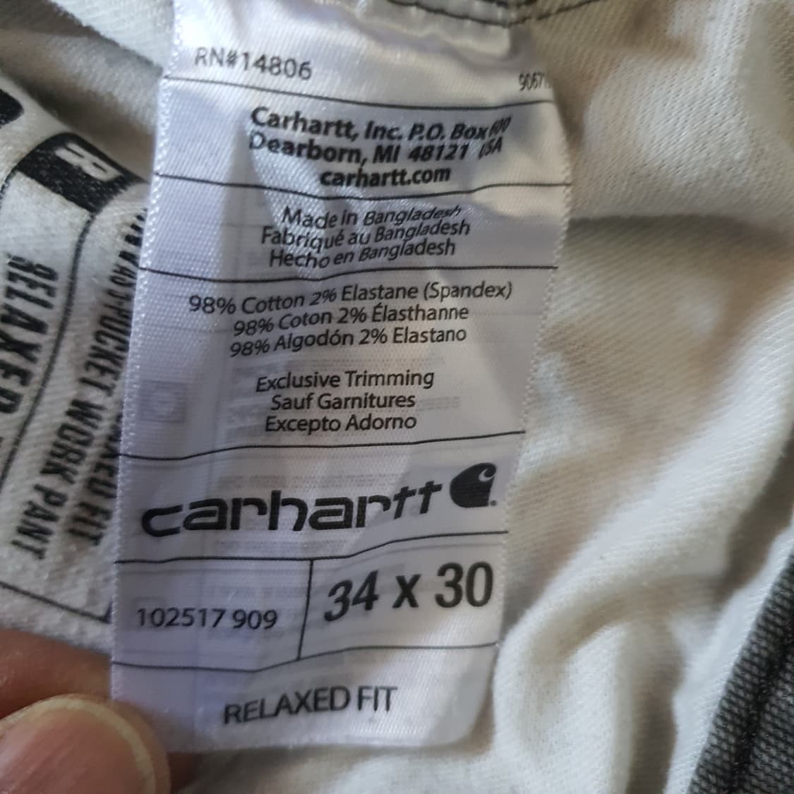 칼하트 Relaxed fit 워크 팬츠 no.84 상품이미지6