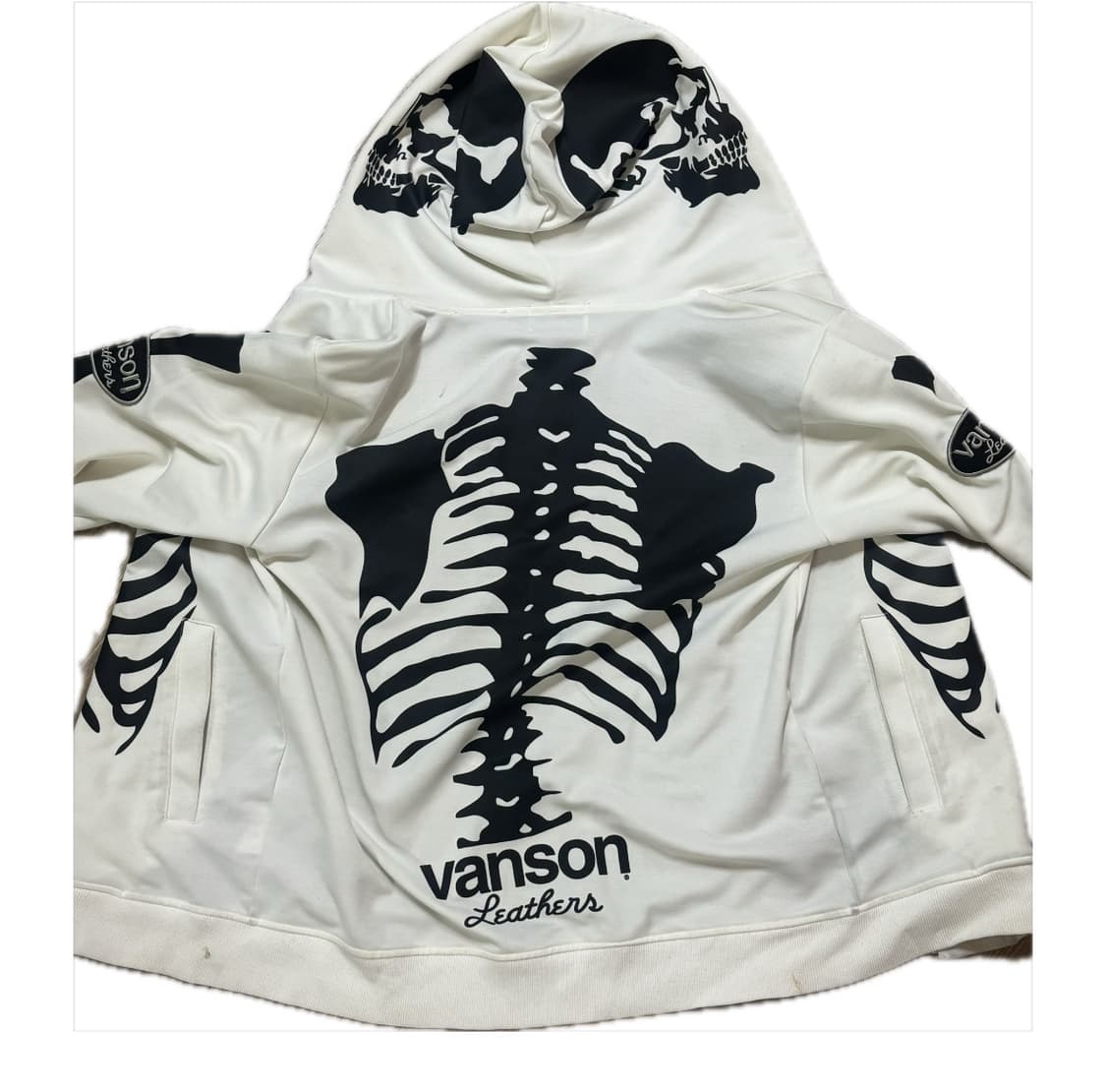 밴슨 레더 롱 스켈레톤 화이트 후드 집업 상품이미지2