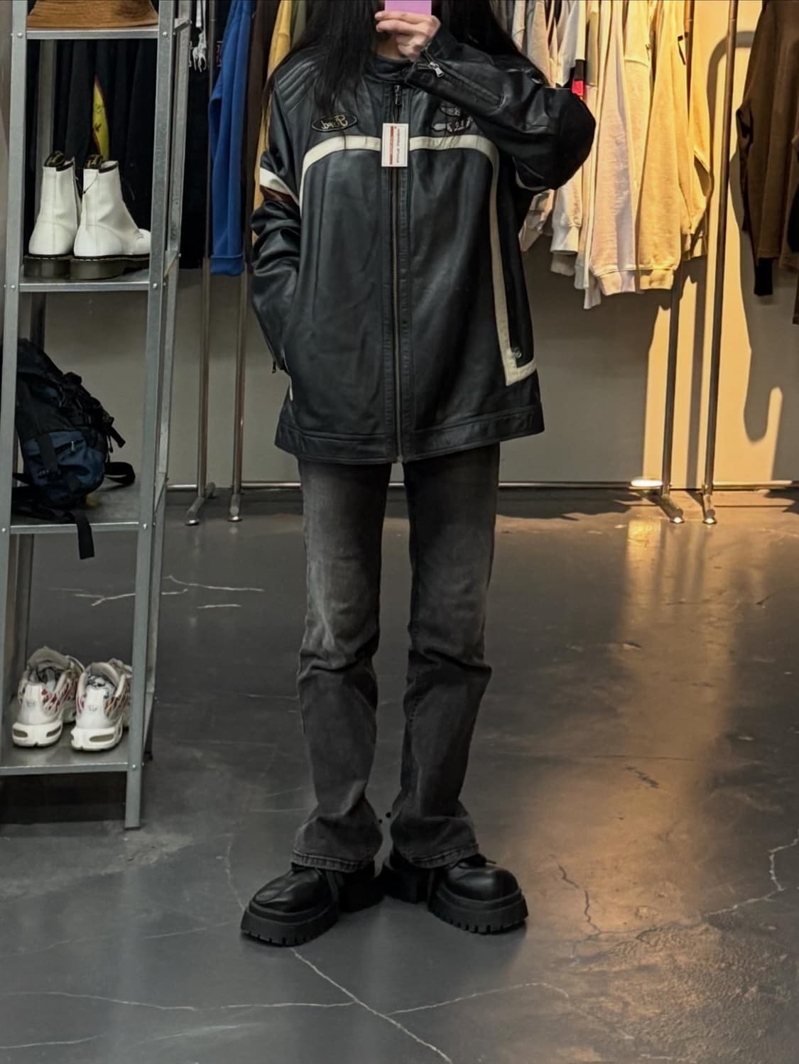 후부 빅로고 바이커 레더자켓 A2857 상품이미지1