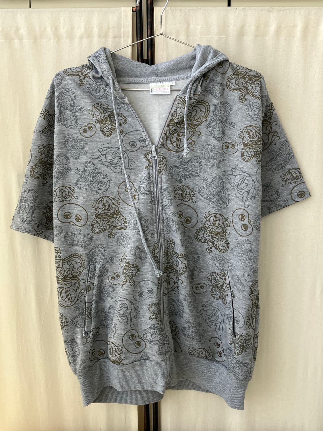 gray oriental half sleeve hoodie 상품이미지4