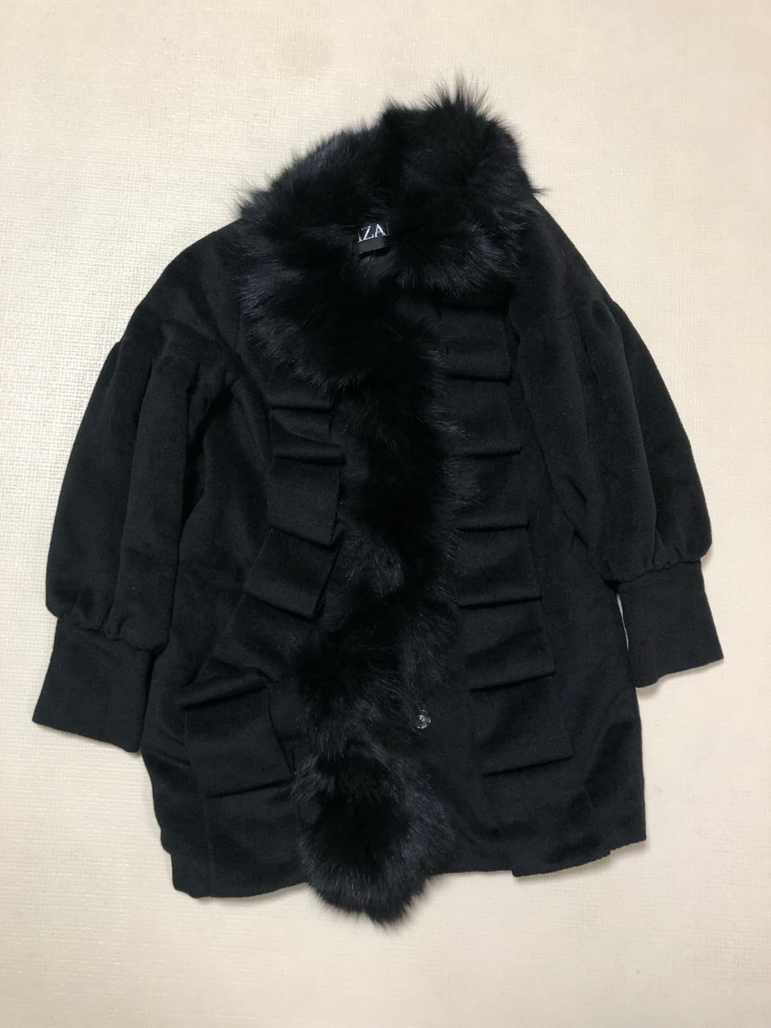 빈티지 블랙 퍼 디테일 코트 상품이미지9