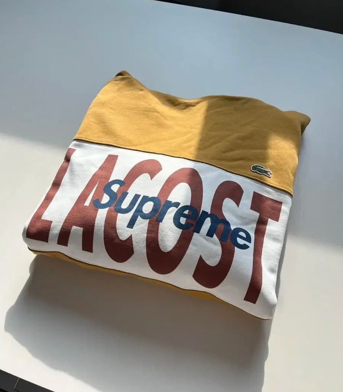 [L]슈프림 라코스테 콜라보 후디 머스타드 상품이미지1