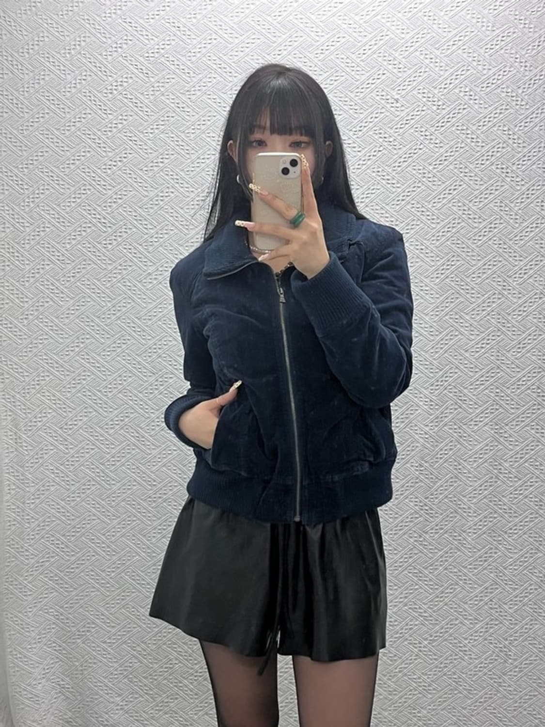 빈티지 캐주얼 모던시크 드레이프 벨벳 집업 자켓 90 C09891 상품이미지2