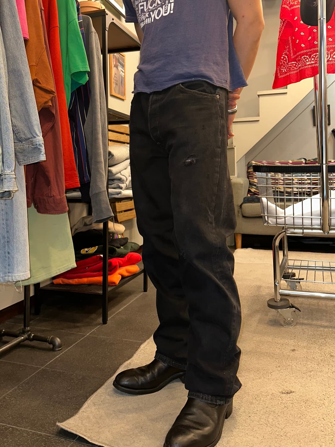 90’s Levi’s 501 black denim washed pants 상품이미지2