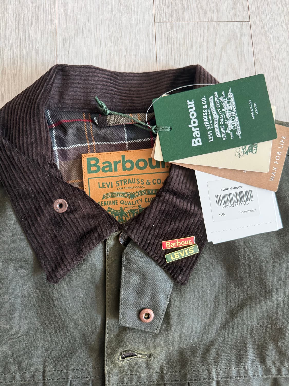 새상품) barbour x levis type2  XL 상품이미지2