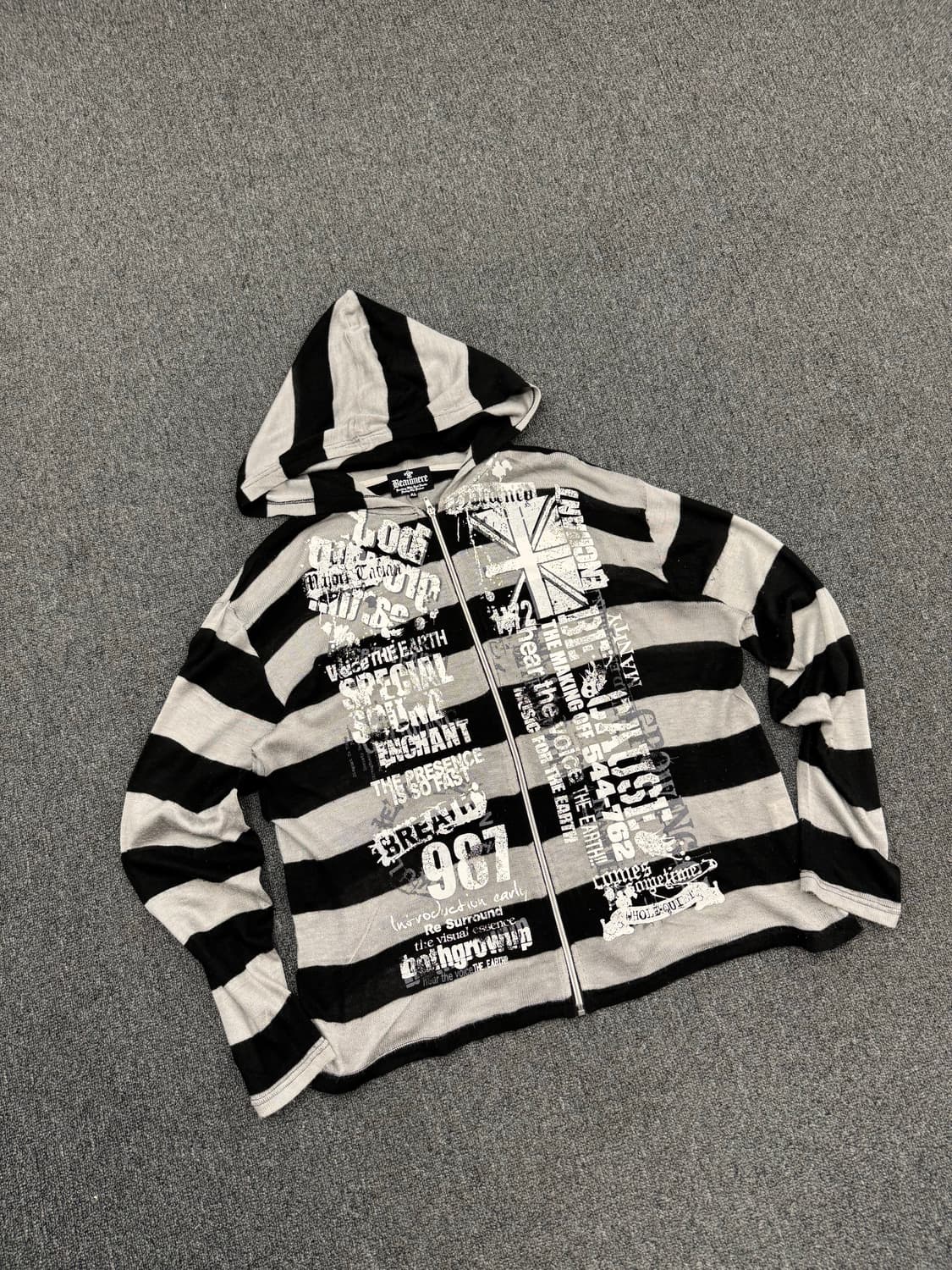 LL)Japanese vintage Y2K 스트라이프 니트 후드 상품이미지3