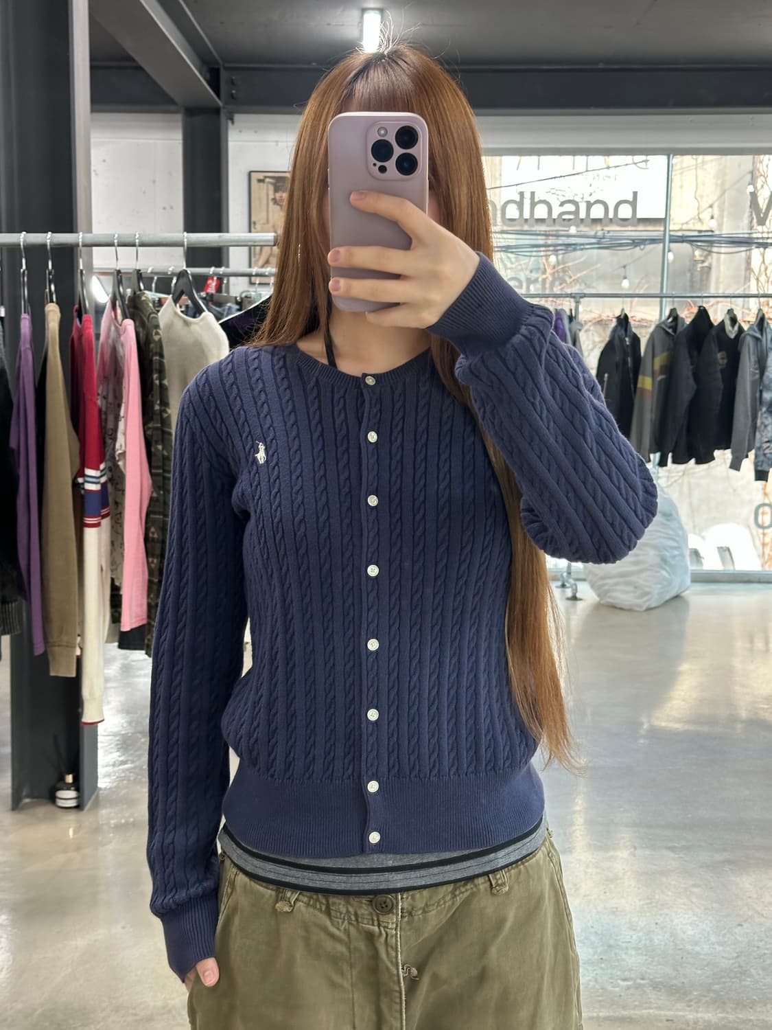 폴로랄프로렌 케이블 버튼 가디건 네이비 상품이미지1