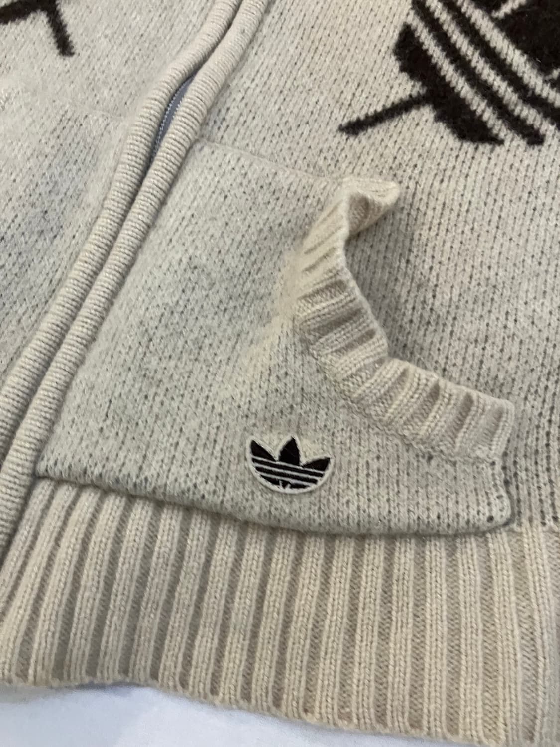 00s 아디다스 캐나다 코위찬 니트집업 아이보리 상품이미지4