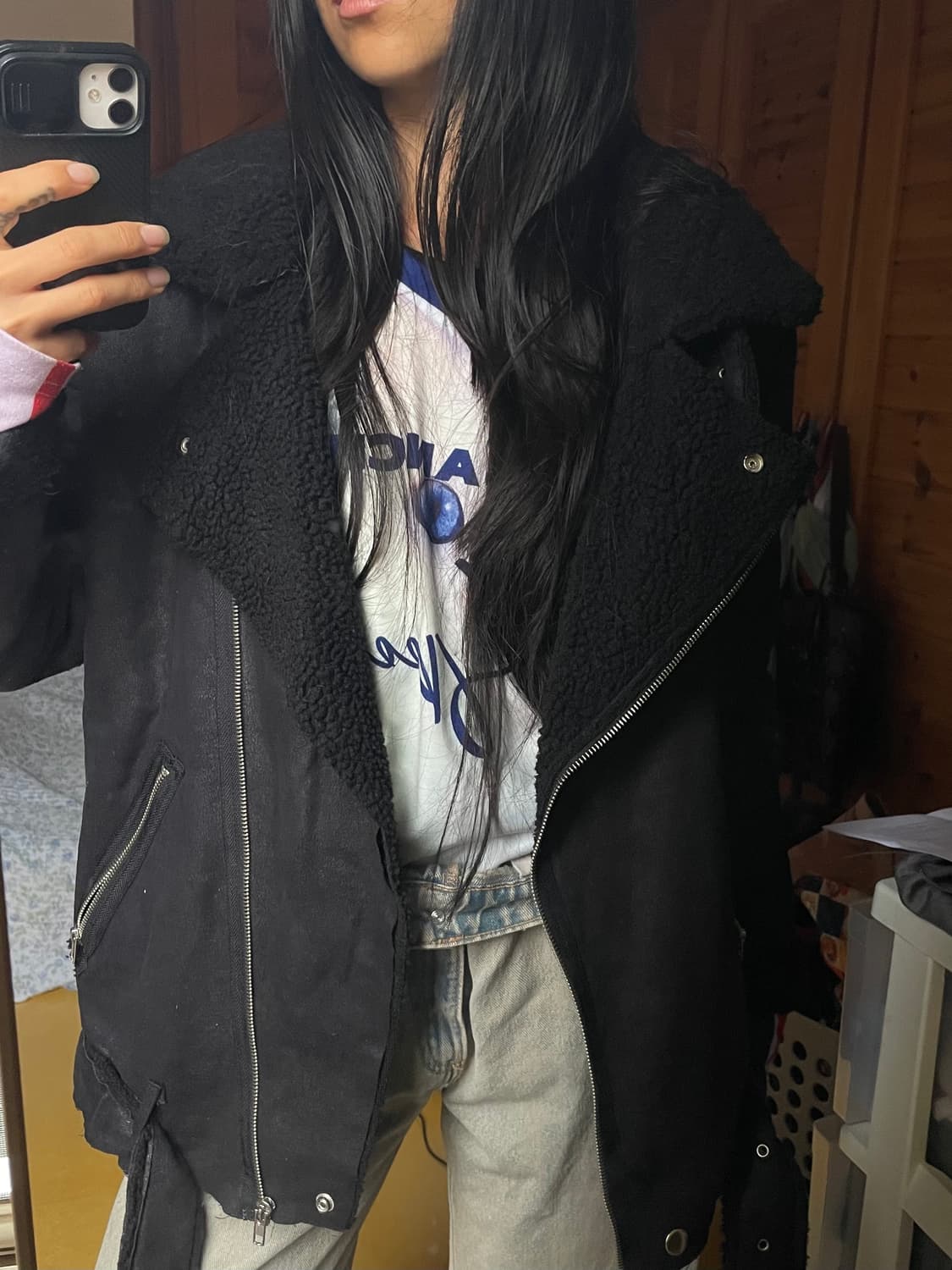 블랙 무스탕 자켓 상품이미지2