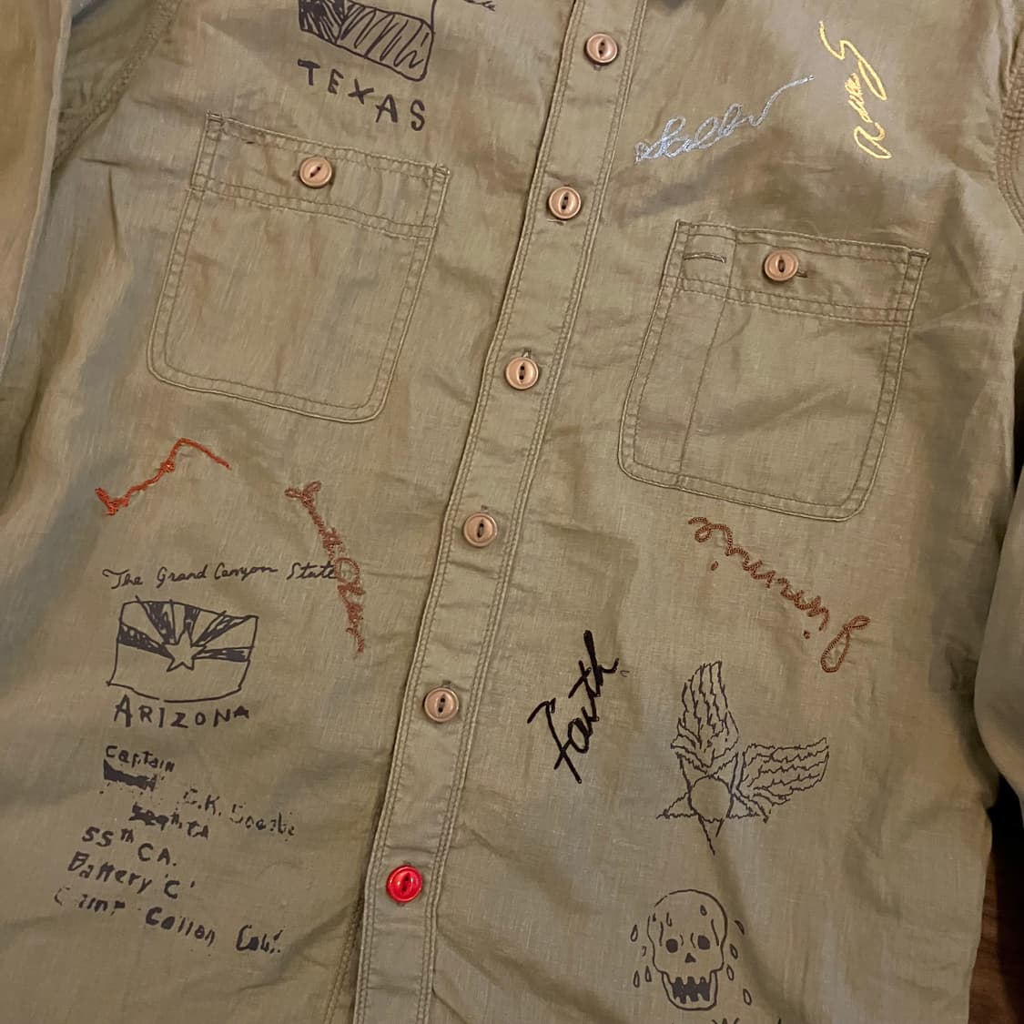 아비렉스 핸드스케치 코튼/린넨 셔츠 L 상품이미지3