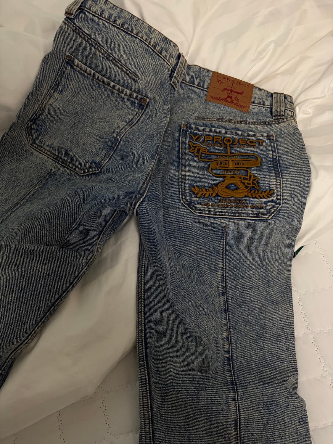 와이프로젝트 paris 로고 자수 데님 팬츠 상품이미지3