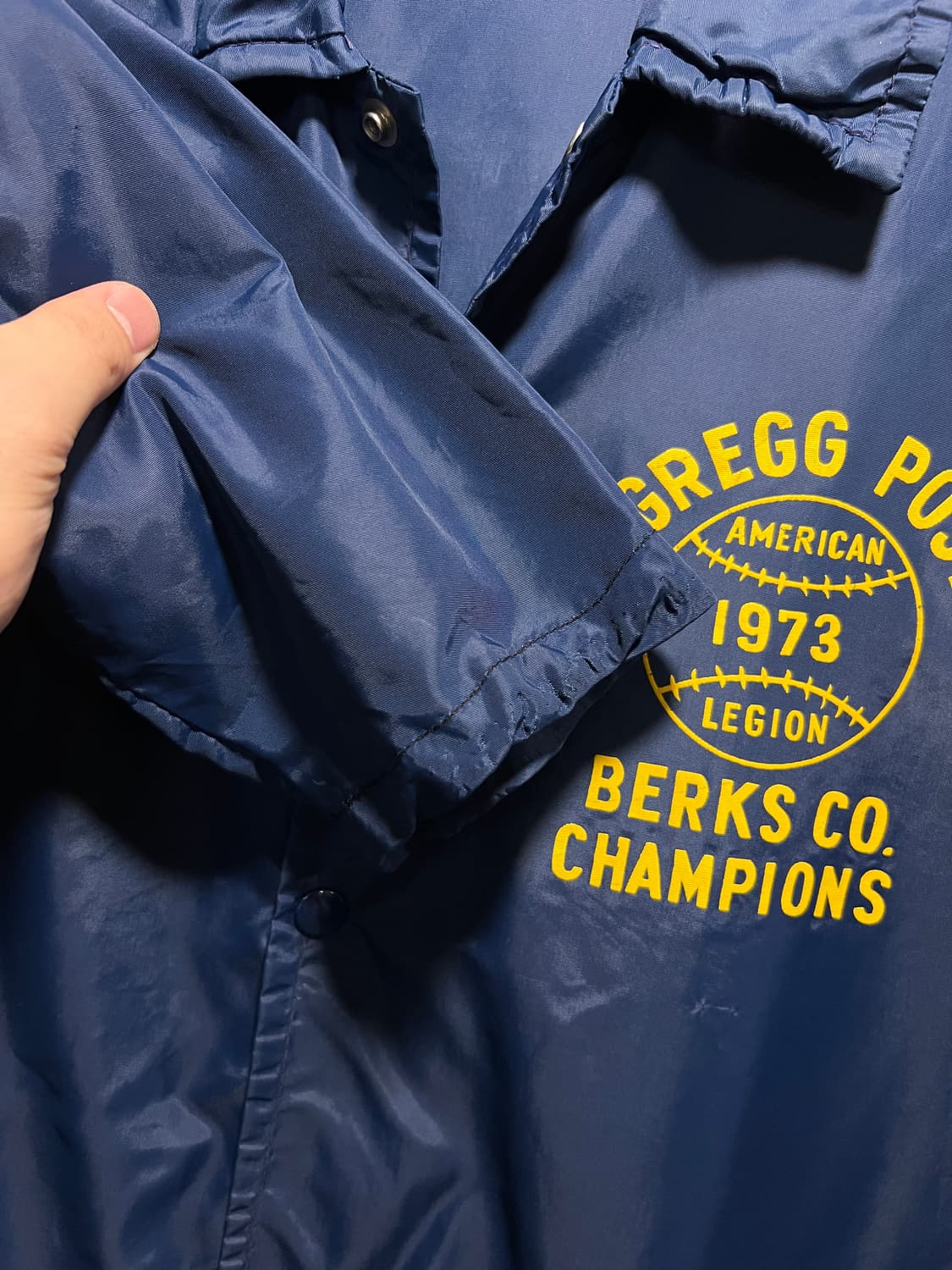 [M]70's USA 빈티지 GREGG POST 베이스볼 네이비 코치자켓 상품이미지3