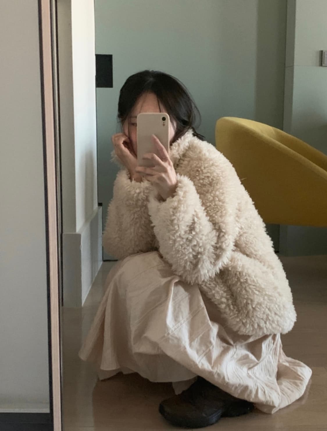 (새상품) 오이니 퍼피 퍼자켓 puppy fur jacket - 크림 상품이미지1