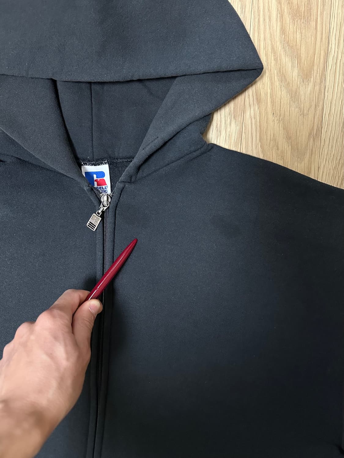 90s 빈티지 러셀 후드집업 블랙 L 상품이미지7