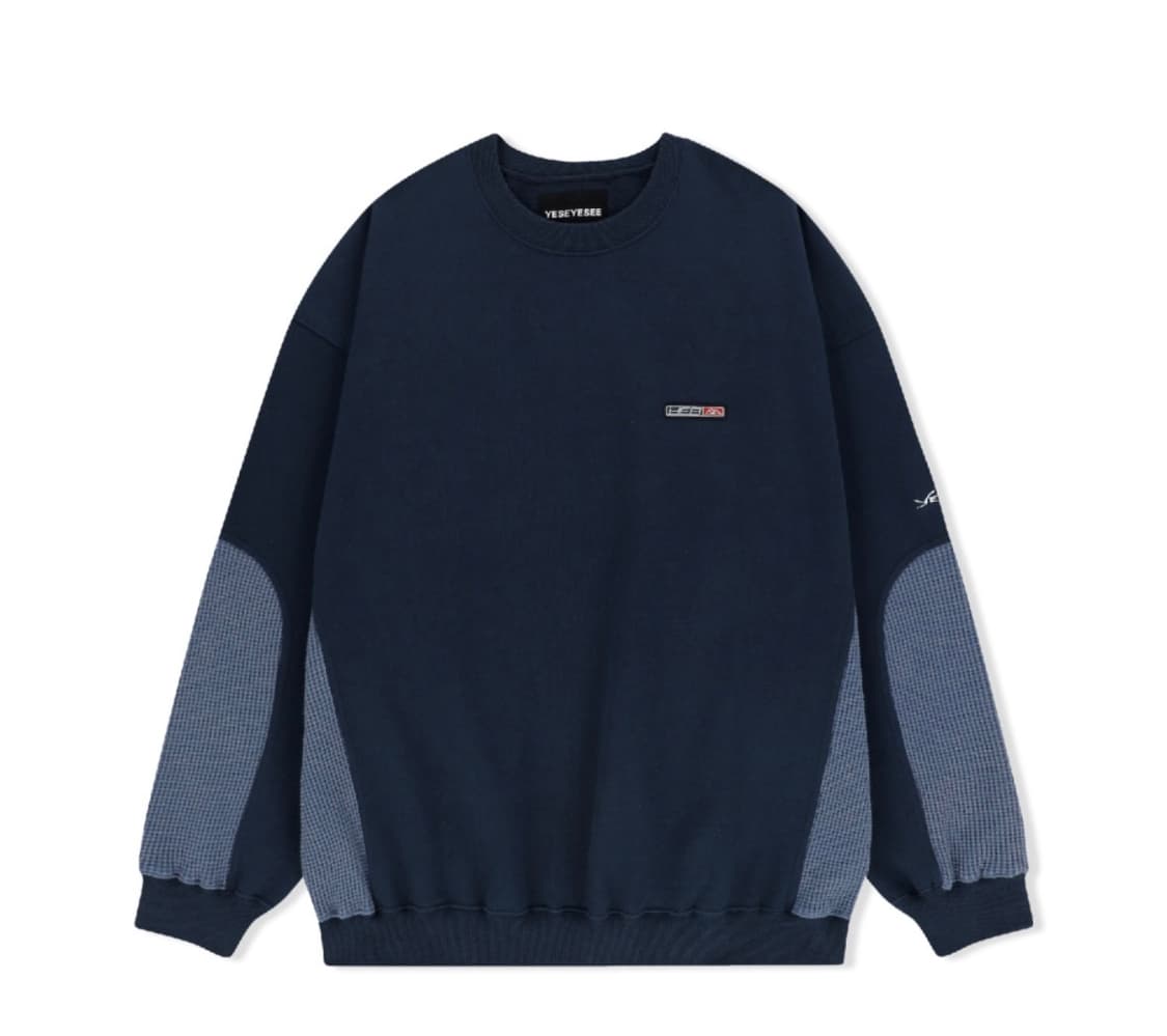 예스아이씨 Waffle Sweatshirt Navy 상품이미지1