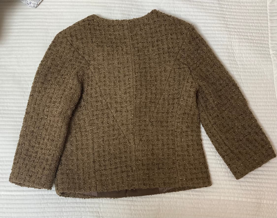 vegetable 베지터블 오브 울 금장 노카라 라운드 7부 트위드자켓 상품이미지6